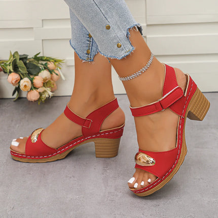 Women's Fashion Sandals 2026 Summer New Coarse Heel Leisure Comfortable Retro Outdoor Beach Cool Pumps Open Toes Elegant Sandals