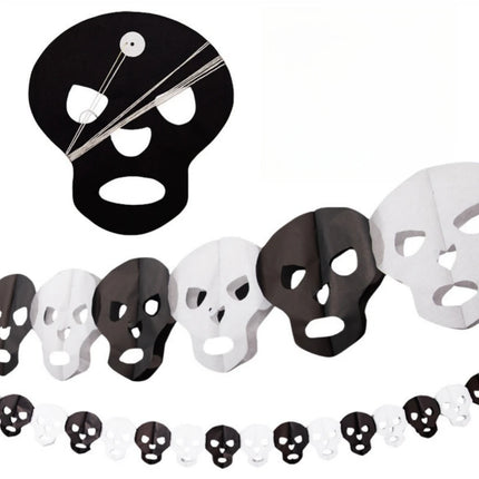 Halloween Paper Banner Spider Pumpkin Ghost Bat Paper Chain Halloween Decoration Garland Banner Paper Pull Flower Party Supplies