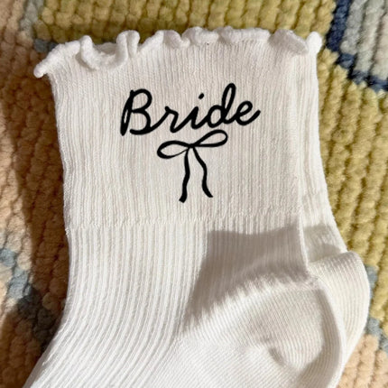 Bride Team Bride To Be White Socks for Wedding Day Women Maid of Honor Gifts From The Bride Bridesmaid Gift Bridal Shower Party