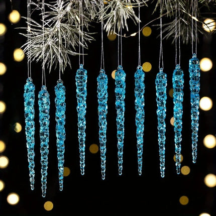 10Pcs Christmas tree icicle decoration, hanging acrylic crystal Christmas decoration 5.1 inches (about 13 centimeters) transparent plastic icicle used for Christmas trees and winter wonderland decoration products