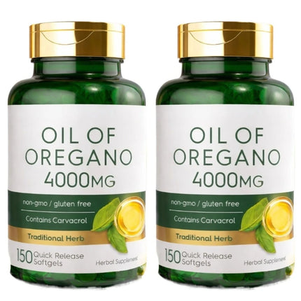 65:1 Oregano Leaf Extract Softgels Digestive Wellness Antioxidant Support with Olive Oil and Carvacrol 150 Count