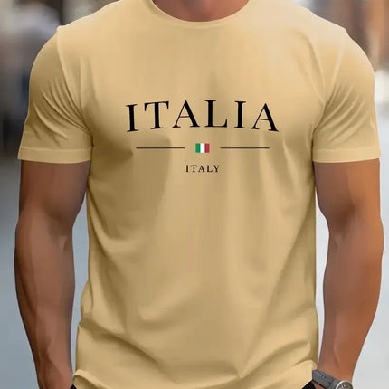 Men's Simple Letter Printed T-shirt Summer Daily Casual Round Neck Short Sleeve Loose Comfortable Fashion Simple Short Sleeve