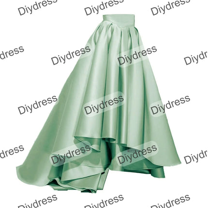 Women's High Low Elegant Prom Party Skirt A-Line Pleated Front Short Back Long Satin Skirt With Pockets For Evening Gown
