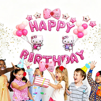 Cute Cartoon Hello kitty Balloon Set Birthday Decoration,Aluminum Foil Balloons for Party Backdrop, Room Decor,Birthday Party ,Wedding Decorations,Back to School Decoration,Baby Shower,Gender Revealing Decorations