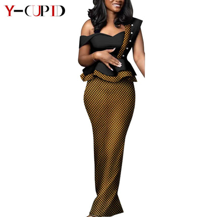 Dashiki African Print Dresses for Women Matching Couple Clothes Wedding Party Men Outfits Kaftan Shirt and Pant Sets Y23C040