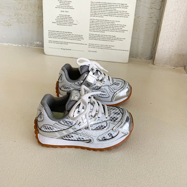 2025 Summer Toddler Kid Running Orbit Metallic Rubber Mesh Sneaker Children Casual Fashion Shoe Boy Girl Sports Walking Shoes