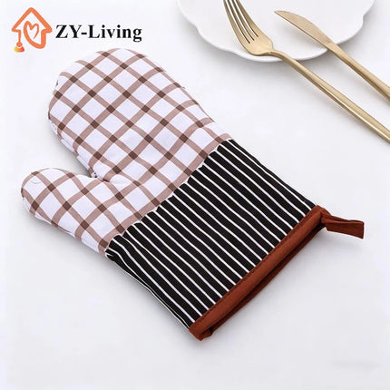 1Pcs Thickened Plaid Microwave Oven Gloves Heat Resistant Anti-scald Insulation Gloves Kitchen Baking Tools