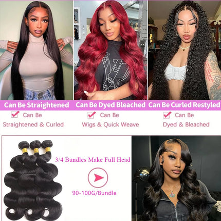 14A Body Wave Bundles Human Hair Brazilian Hair Weave Bundles Natural Black Human Hair Extensions 3 4 PCS Bundles For Women