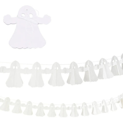 Halloween Paper Banner Spider Pumpkin Ghost Bat Paper Chain Halloween Decoration Garland Banner Paper Pull Flower Party Supplies