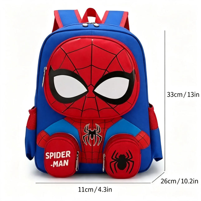 1Pc 3D Little Spider Kids Backpack, Cartoon Supes Kindergarten School Bag, Boys Light‑Weight Oxford Cloth Shoulder Bookbag With Small Coin Pouches, Children Daily Travel Backpack Gift