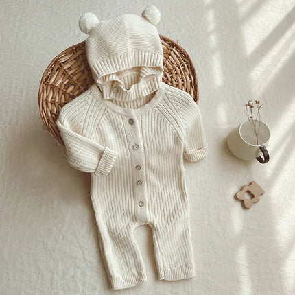 MILANCEL Baby Rompers Toddler Girls Knit Jumpsuits Solid Boys Romper Infant Clothes