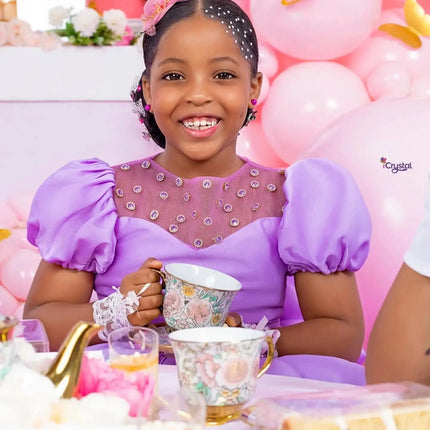 Purple Ball Gown Flower Girl Dresses Customized Tulle Bow Back Children Birthday Party Gowns O Neck Kids Wedding Dress