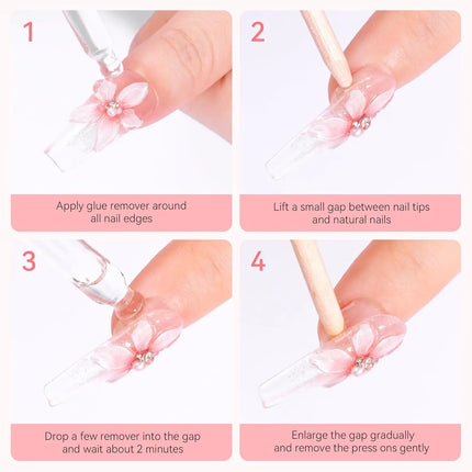 Makartt Nail Glue Remover for Press On Nails, Dissolves in 5 Mins, No Damage No Filing, Gentle Safe for Natural Nails Manicure