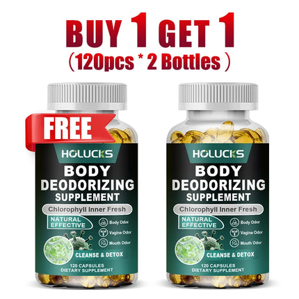 Chlorophyll Body Deodorizing Capsules, with Parsley & Peppermint, Support Gut Health, Reduce Odors, Freshen Breath