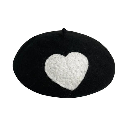RH Ladies Cute Mushrooms Red Handmade Wool Felt Beret Creative Painter Hat Girls Birthday Gift Warm Cap For Autumn Winter
