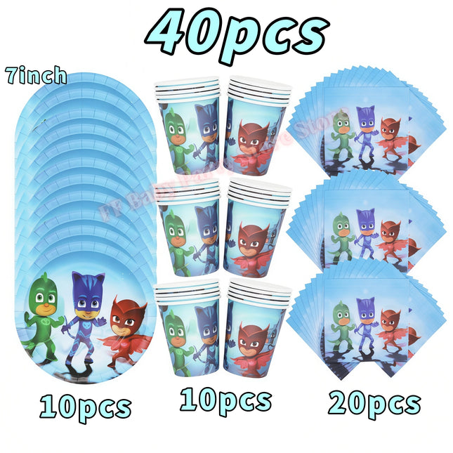 Super Hero PJed Mask Birthday Party Decoration Kids Boys Party Favors Plate Cup Balloon Banner Baby Shower Event Supplies Gifts