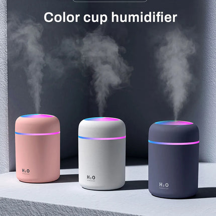 300ml Aromatherapy Diffuser Humidifier Air Purifier Car Home Use Seven-color Light Aromatherapy Essential Oil