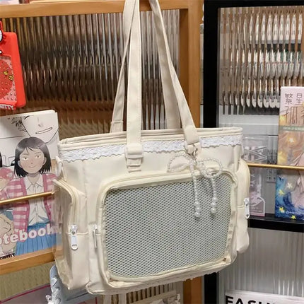 New Y2K Cute Japanese Ita Shoulder Bag Lolita Girls Transparent Tote Bag Large Capacity Crossbody Casual Bag DIY Display Handbag