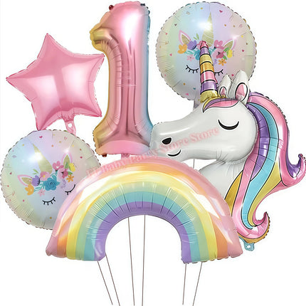 Kids Girls Unicorn Birthday Party Decoration Plate Cup Happy 1st Unicorn 3D Balloon Kid Favors Gift Wedding Baby Shower Supplies