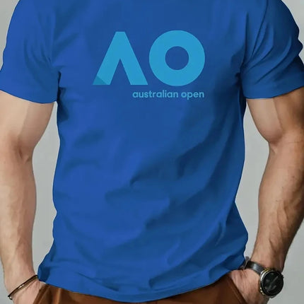 Summer new letter printed men's T-shirt comfortable, breathable, casual round neck solid color top