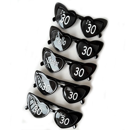 I'm 30th 40th 50th 60th Birthday Party Glasses Personalised Heart Shaped Sunglasses for Women Men Birthday Gift Party Supplies