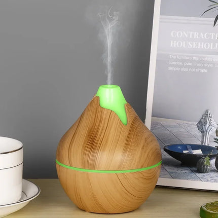 Mini Snow Mountain Hollow out Wood Grain Aromatherapy Humidifier USB Silent Air Moisturizer