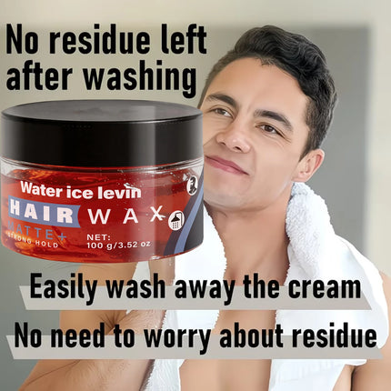 Water ice levin Matte Strong Hold Hair Wax Pomade with Keratin Biotin, Smooth Supple Men Hairstyle Styling Paste