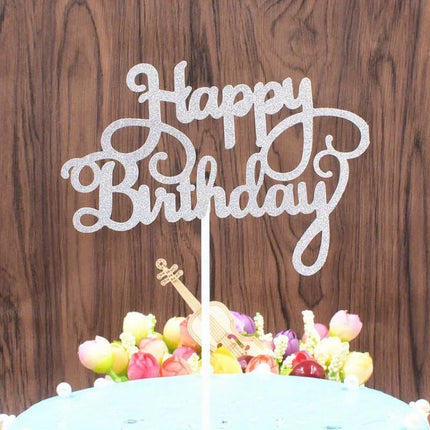 40pcs Happy Birthday Cake Topper Bling Sparkle Decoration Sign Happy Birthday Cake Topper Birthday Dessert Decoration