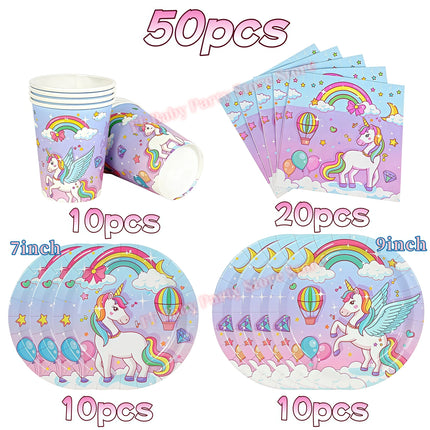 Kids Girls Unicorn Birthday Party Decoration Plate Cup Happy 1st Unicorn 3D Balloon Kid Favors Gift Wedding Baby Shower Supplies