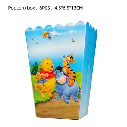 Winnie The Pooh Balloons Happy Birthday Banner Decoration Yellow Bear Party Supplies Backdrop Cake Topper Disposable Tableware