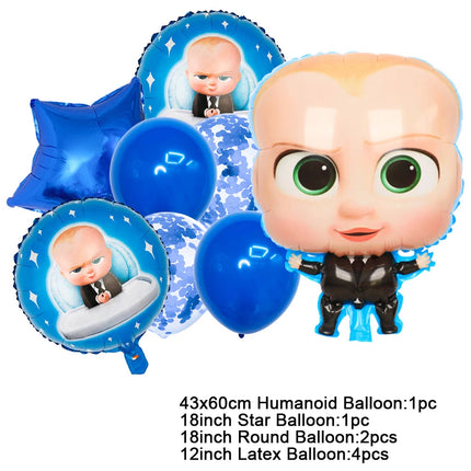 Baby B-BOSSED Birthday Theme Birthday Party Decoration Backdrop Family Cup Plate Napkin Balloons Baby Shower Supplies Kid Gift
