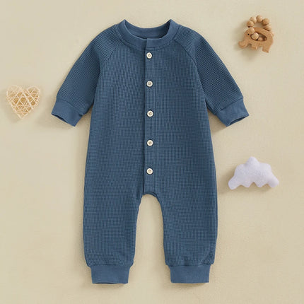 ma&baby 0-18M Newborn Infant Toddler Baby Boys Girls Jumpsuits Long Sleeve Waffle Rompers Fall Spring Clothing