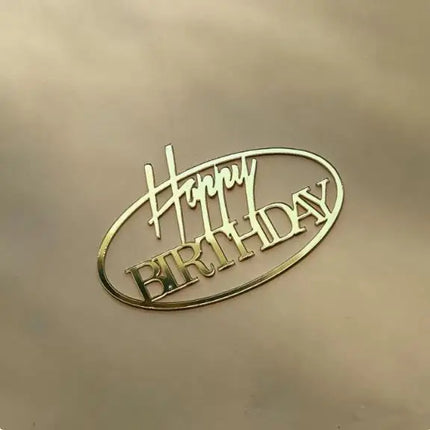 New Side Happy Birthday Cake Toppers Decoration Gold Acrylic Kids Birthday Party Cake Topper for Baby Shower Gift Baking Supplie