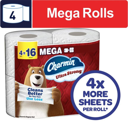 Ultra Strong Toilet Paper 4 Mega Rolls 220 Sheets Per Roll Bulk Bath Tissue