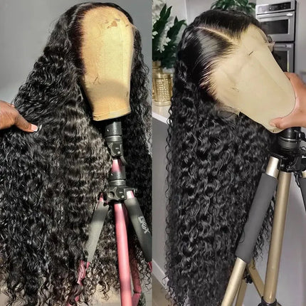 Deep Wave 13x6 HD Lace Frontal Wig Brazilian Curly Glueless Wigs Human Hair For Black Women Pre Plucked Wet An Wavy Human Hair