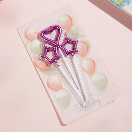 6/12ps Cakelove  Colorful Birthday Candles With Stand Star Heart Cake Candle Baby Children Birthday Party Supplies Wedding Decor