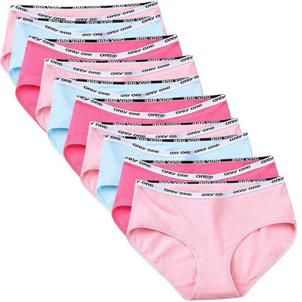 10pcs Pure Cotton Mid Waist Briefs Womens Sexy Basic Type Panties Girls Comfort Underpants Female Sport Underwears Lady Pantys