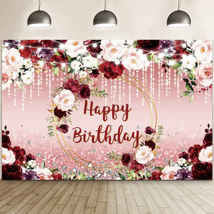 Happy Birthday Banner Backdrop Shiny Diamonds 18th Birthday Decoration Canvas 30th Party Photography Background