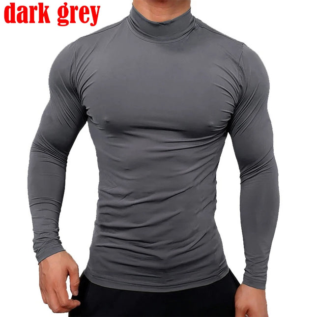 Men's High Collar Sweater Pullover Casual Solid Color Sweaters Long Sleeve Warm Knitted Turtleneck Outerwear