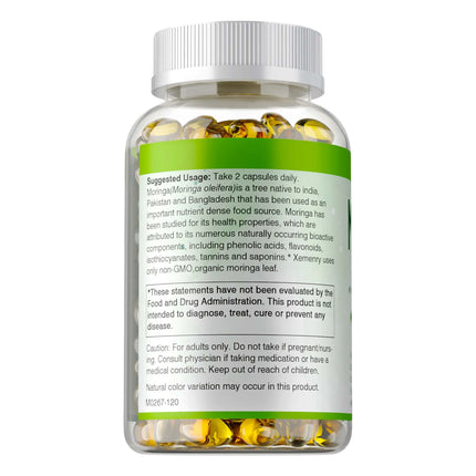 Organic Moringa Capsules - Immune System&Energy Booster - Vegetarian Supplements for Healthy Capsules