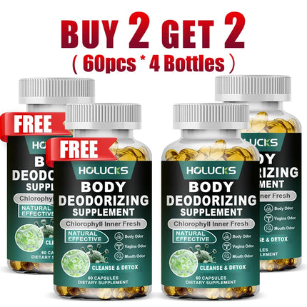 Chlorophyll Body Deodorizing Capsules, with Parsley & Peppermint, Support Gut Health, Reduce Odors, Freshen Breath