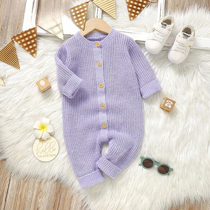 Infant Baby Girls Knitted Jumpsuit Toddler Baby Boys Long Sleeved Knitting Romper Kids Clothes