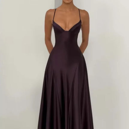 Solid Satin Cowl Neck Women's Dress Elegant Sleeveless Ruched Waist Fishtail Bodycon Lady Vestido 2026 Summer Party Dresses
