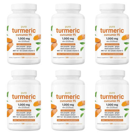 Turmeric Curcumin 95 Capsules 1000mg with Ginger Black Pepper Extract Vitamin C Joint Comfort Antioxidant Support 120 Count