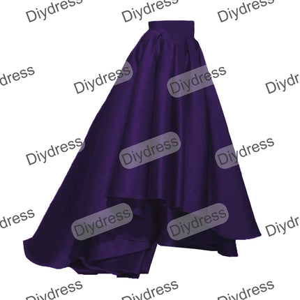Women's High Low Elegant Prom Party Skirt A-Line Pleated Front Short Back Long Satin Skirt With Pockets For Evening Gown