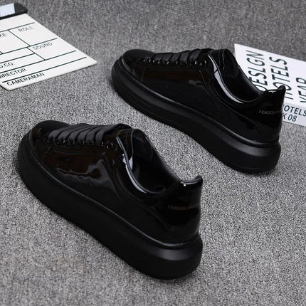 Red lacquered men's shoes Fashion black casual skateboard shoes Outdoor tennis walking shoes Universal men and women