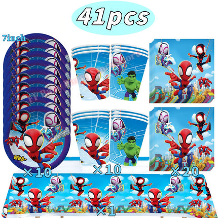 Spider Hero Birthday Party Decoration Plate Cup Banner Balloon Superhero Party Favors Baby Shower Decor Birthday Supplies Gift