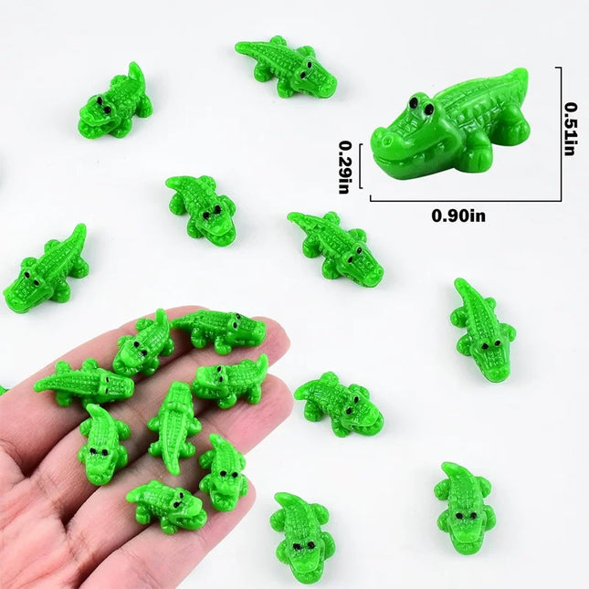 10-100pcs Mini Green Crocodile Miniatures 2 Styles Tiny Resin Animals for Fairy Garden Landscape Home DIY Craft Decorations