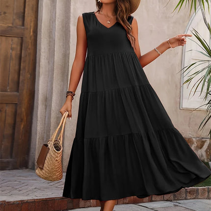 2024 Women Dress Summer Casual Brand Dresses Elegant Yellow Black Dress Femme