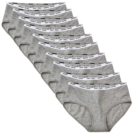 10pcs Pure Cotton Mid Waist Briefs Womens Sexy Basic Type Panties Girls Comfort Underpants Female Sport Underwears Lady Pantys
